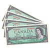 Lot of 4x Consecutive 1954 Canada $1 Notes, Beattie-Rasminsky, G/Z, 4Pcs.