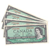 Lot of 4x Consecutive 1954 Canada $1 Notes, Beattie-Rasminsky, I/Z, 4Pcs.