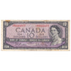 BC-40bA 1954 Canada $10 Beattie-Rasminsky, *B/V, F-VF, (stains)