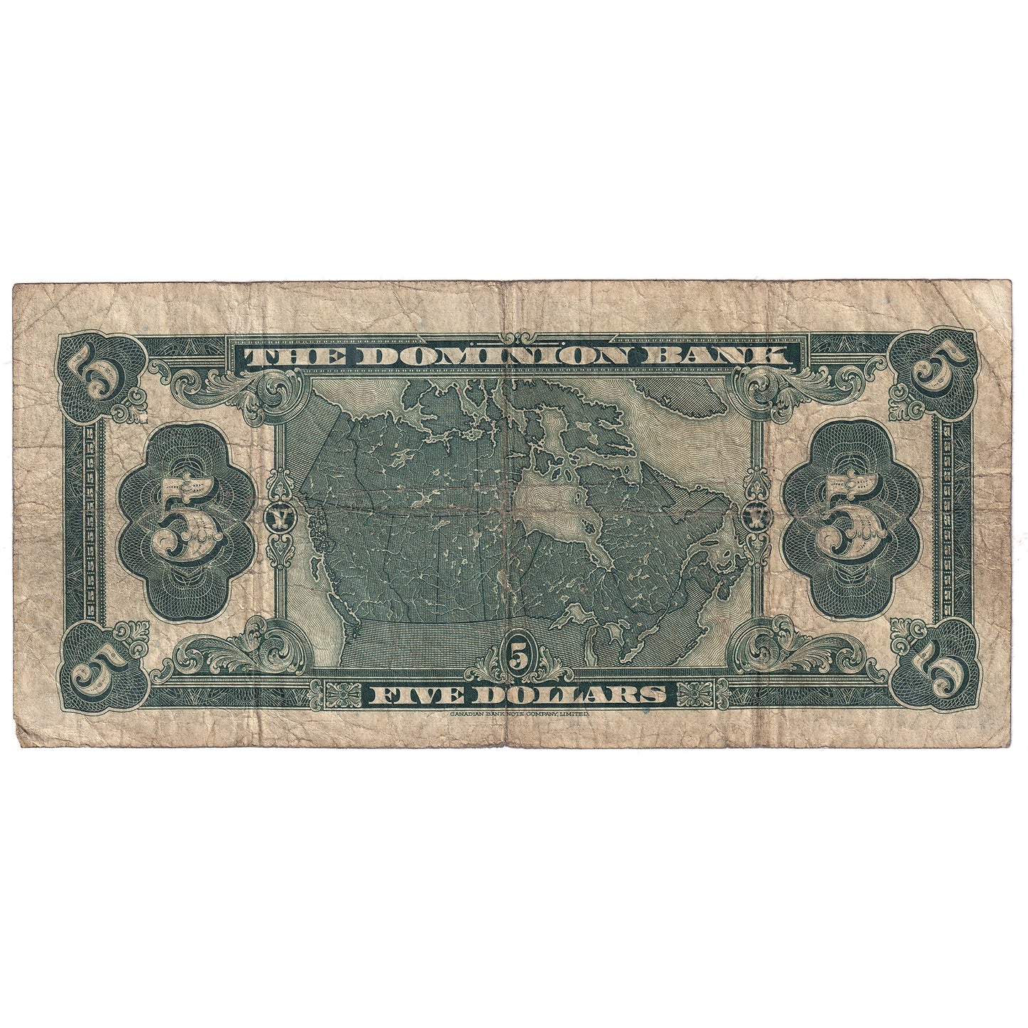 220-24-02 1931 Dominion Bank $5, VG (writing)