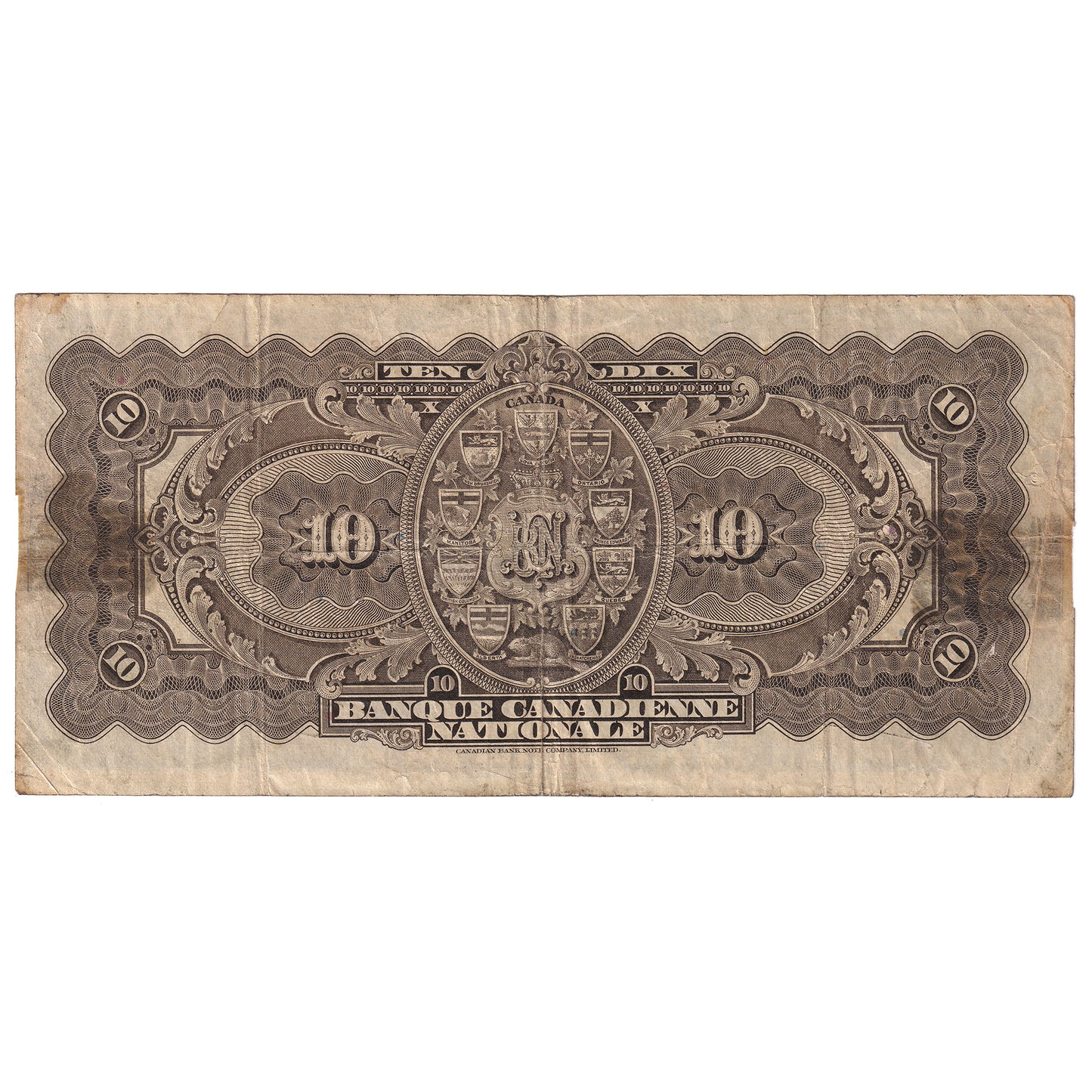 85-12-04 1929 Banque Canadienne Nationale $10 Wilson-Leman, VF (tape)