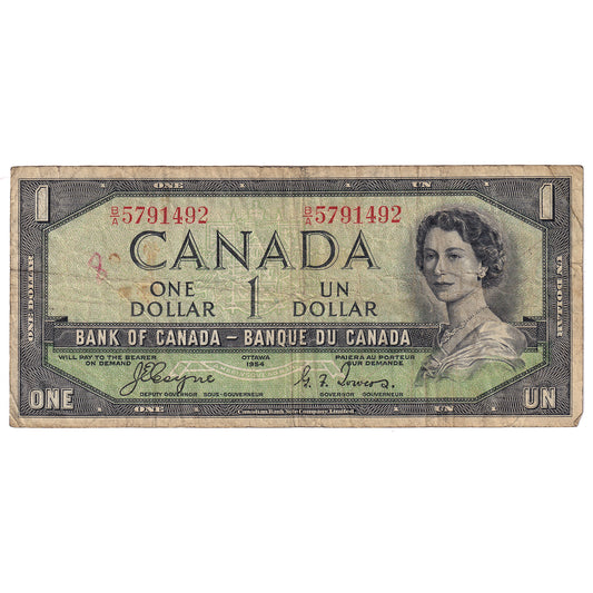 BC-29a 1954 Canada $1 Coyne-Towers, Devil's Face, B/A, F (writing)