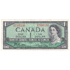 BC-37b-i 1954 Canada $1 Beattie-Rasminsky, H/M, VF (stain)