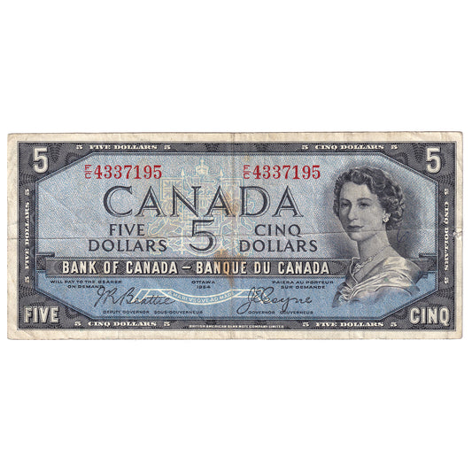 BC-31b 1954 Canada $5 Beattie-Coyne, Devil's Face, F/C, F-VF (dam'g)