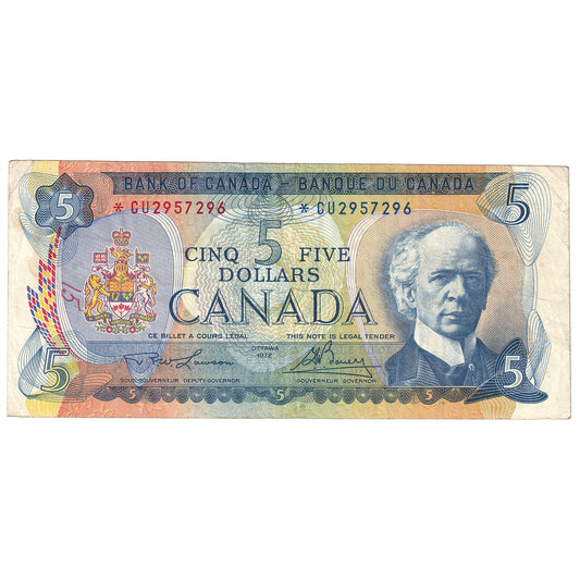 BC-48ba 1972 Canada $5 Lawson-Bouey, *CU, VF (writing)