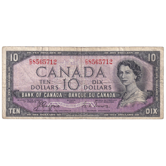 BC-32a 1954 Canada $10 Coyne-Towers, Devil's Face, C/D, F (tears)