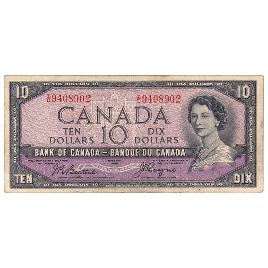 BC-32b 1954 Canada $10 Beattie-Coyne, Devil's Face, I/D, VF (dirt)