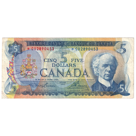 BC-48bA 1972 Canada $5 Lawson-Bouey, *CU, F-VF (dam'g)