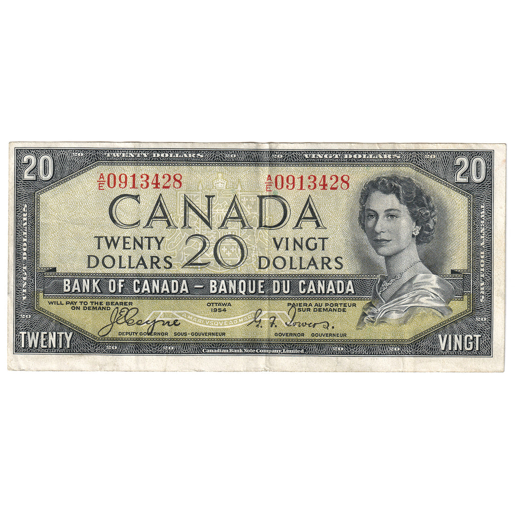 BC-33a 1954 Canada $20 Coyne-Towers, Devil's Face, A/E, VF-EF (tear)