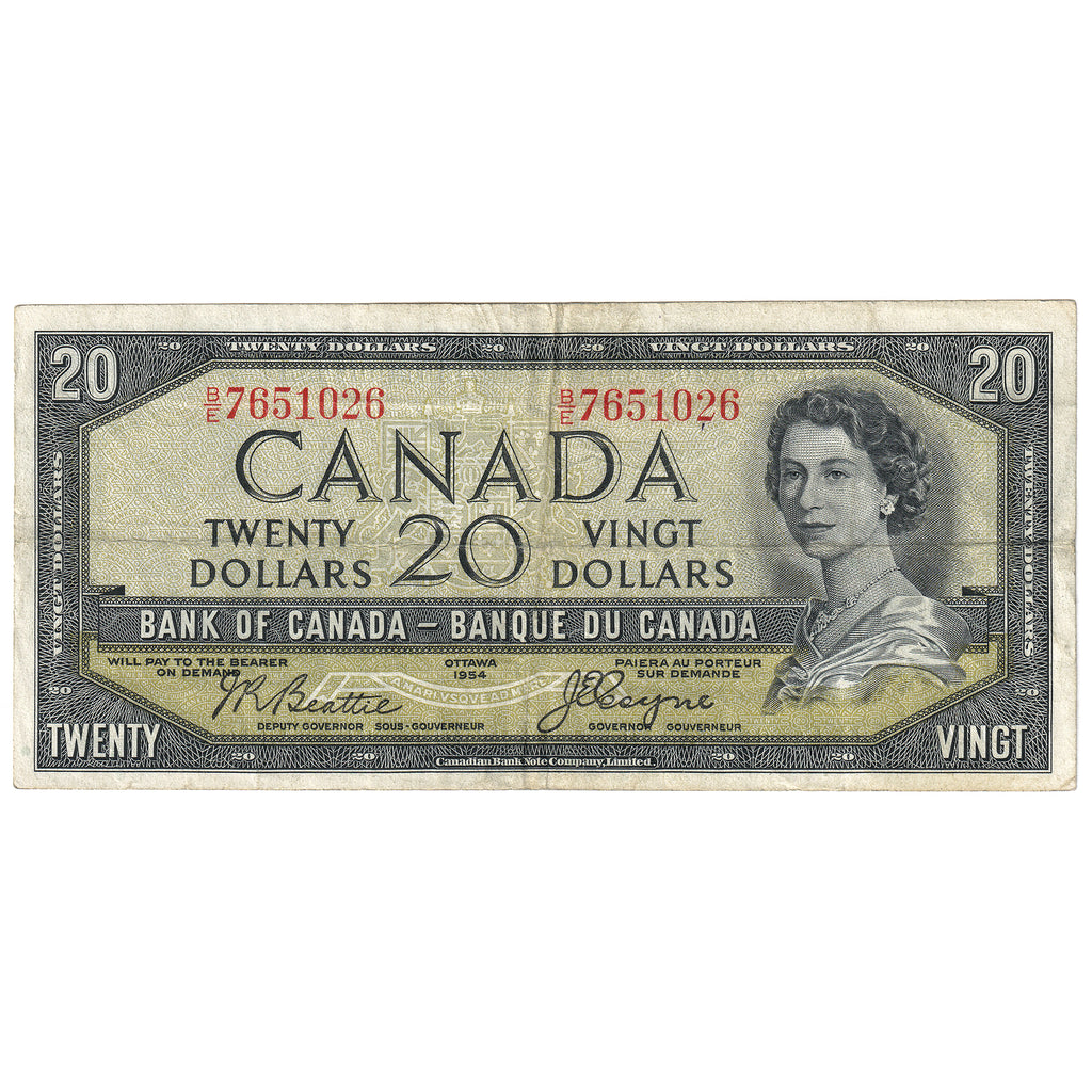 BC-33b 1954 Canada $20 Beattie-Coyne, Devil's Face, B/E, VF (writing)