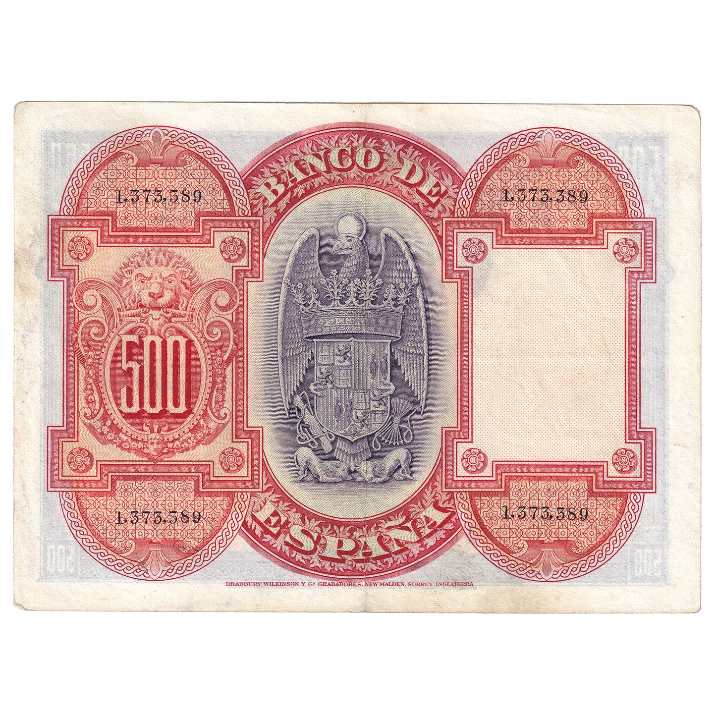 Spain 1927 500 Pesetas Note, Pick #73a, EF