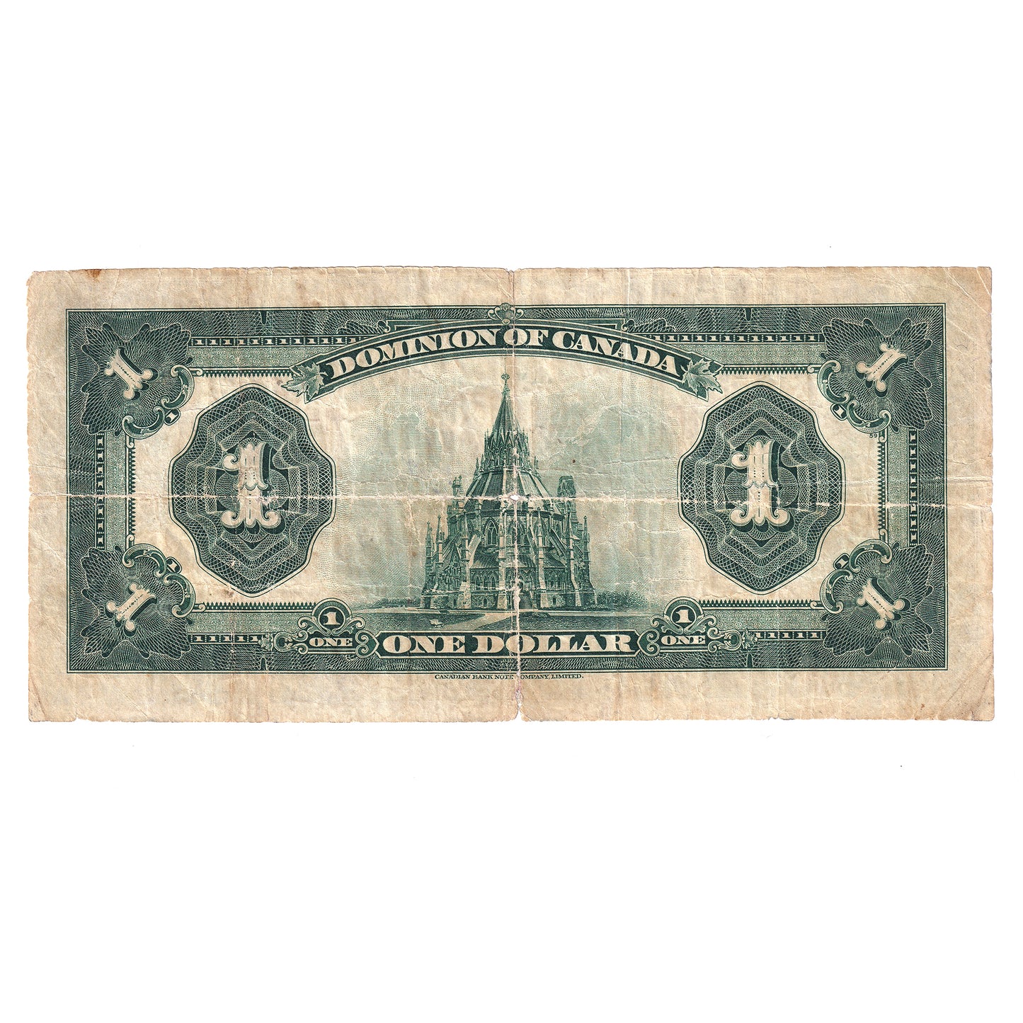 DC-25c 1923 Dominion $1 McCavour-Saunders, Blue Seal, Group 1, F (dam'g)