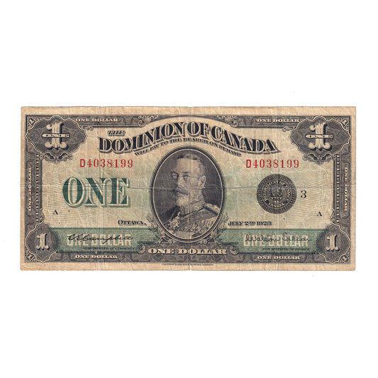DC-25n 1923 Dominion $1 Campbell-Sellar, Black Seal, Group 3, F-VF (dam'g)