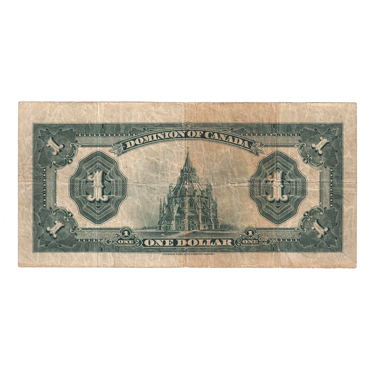 DC-25n 1923 Dominion $1 Campbell-Sellar, Black Seal, Group 3, F-VF (dam'g)