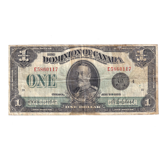 DC-25o 1923 Dominion $1 Campbell-Clark, Black Seal, Group 4, VF (dirt)