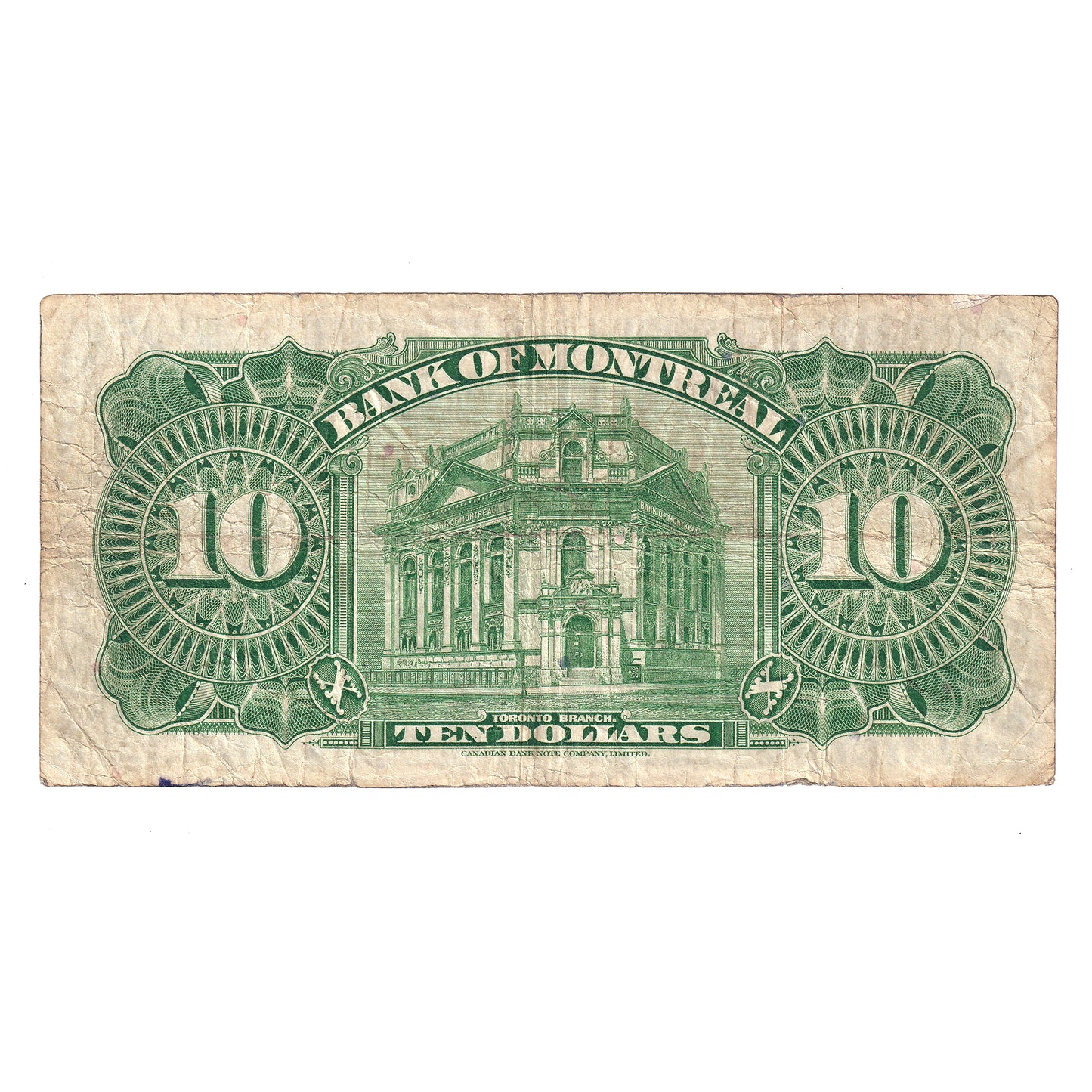 505-60-04 1935 Bank of Montreal $10 Dodds-Gordon, F-VF (writing)