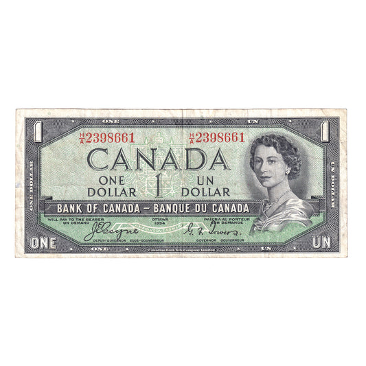 BC-29a 1954 Canada $1 Coyne-Towers, Devil's Face, H/A, VF (stain)