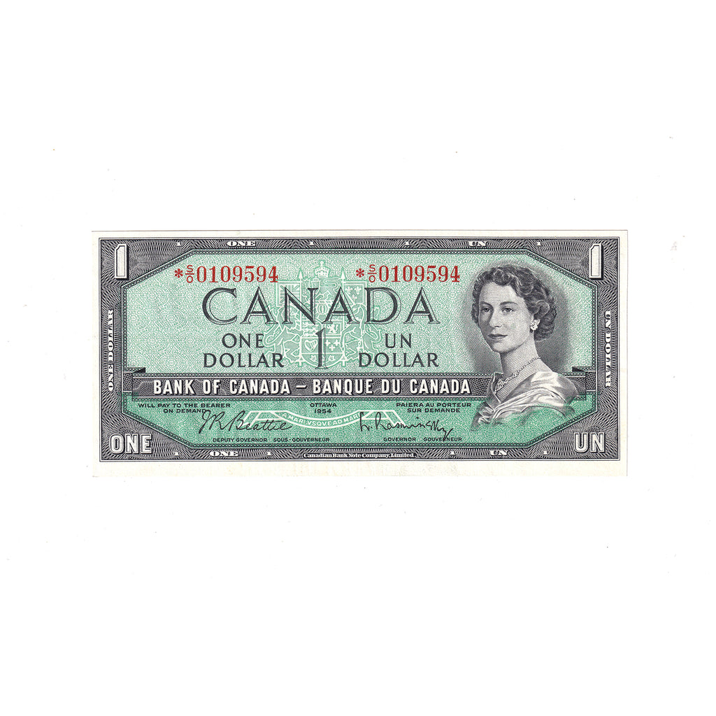 BC-37bA 1954 Canada $1 Beattie-Rasminsky, Replacement, *S/O, AU