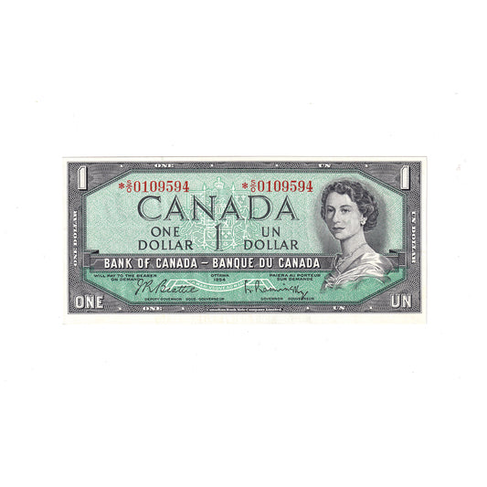 BC-37bA 1954 Canada $1 Beattie-Rasminsky, Replacement, *S/O, AU