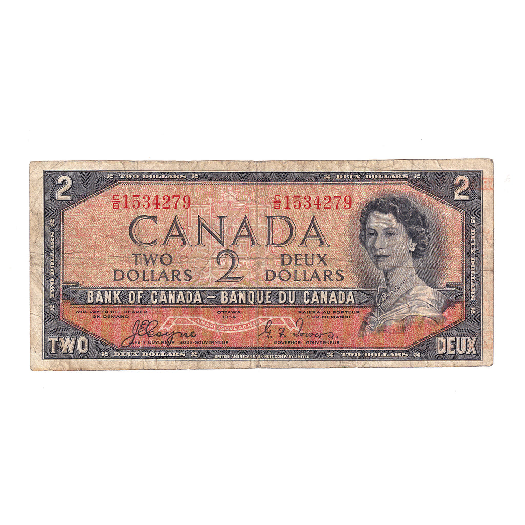 BC-30a 1954 Canada $2 Coyne-Towers, Devil's Face, C/B, F