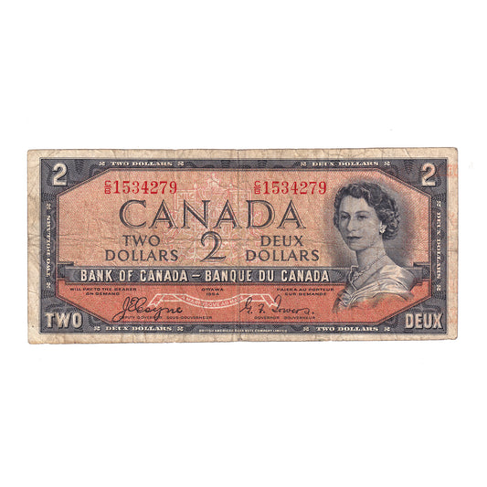 BC-30a 1954 Canada $2 Coyne-Towers, Devil's Face, C/B, F