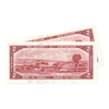 Lot of 2x Consecutive 1954 Canada $2 Notes, Beattie-Rasminsky, Y/R, 2Pcs.
