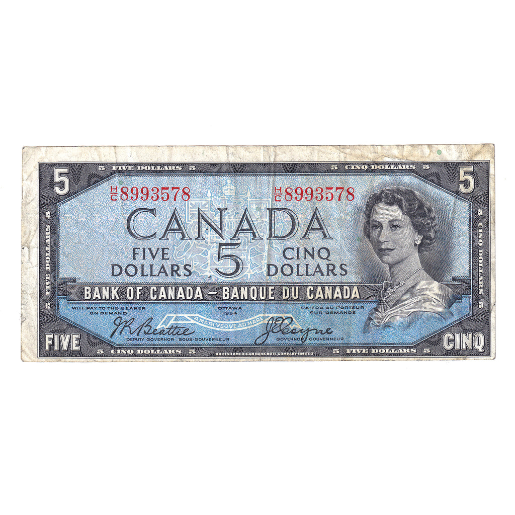 BC-31b 1954 Canada $5 Beattie-Coyne, Devil's Face, H/C, F (dirty)