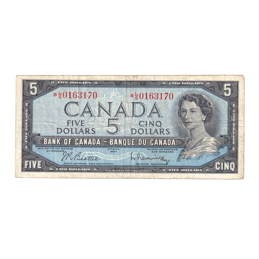 BC-39bA 1954 Canada $5 Beattie-Rasminsky, Replacement, *L/S, VF