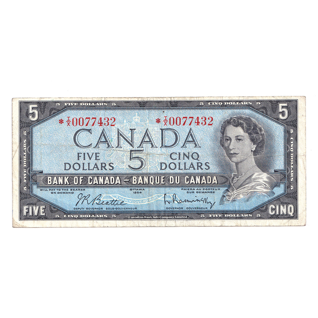 BC-39bA 1954 Canada $5 Beattie-Rasminsky, Replacement, *I/X, VF