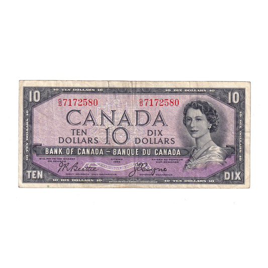 BC-32b 1954 Canada $10 Beattie-Coyne, Devil's Face, G/D, VF (tear)