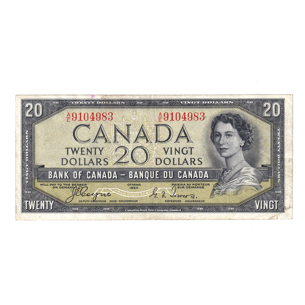 BC-33a 1954 Canada $20 Coyne-Towers, Devil's Face, A/E, VF-EF (stain)