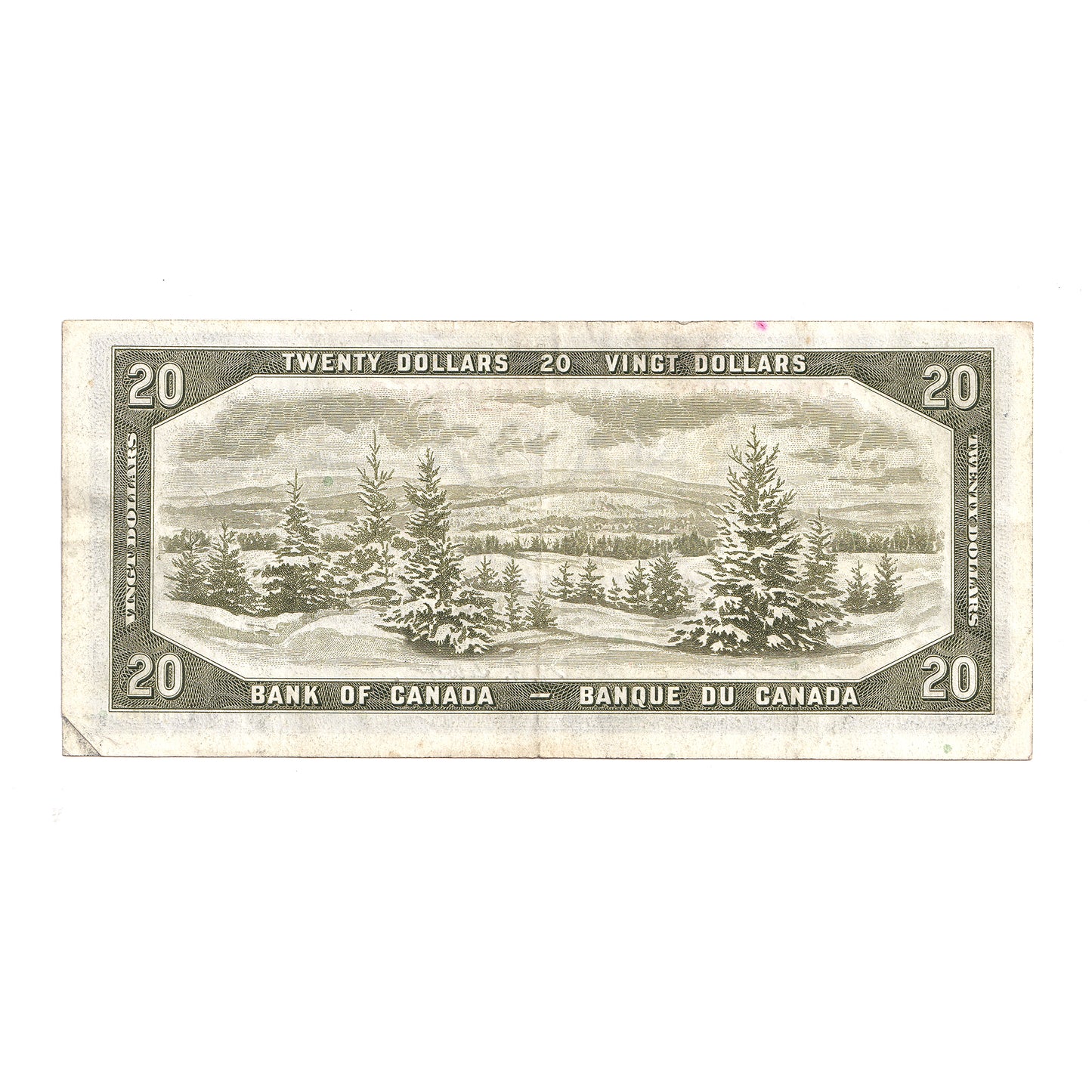 BC-33a 1954 Canada $20 Coyne-Towers, Devil's Face, A/E, VF-EF (stain)