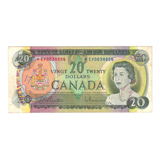 BC-50aA 1969 Canada $20 Beattie-Rasminsky, *EV, F-VF (dam'g)
