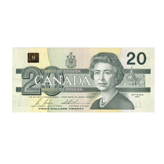 BC-58b 1991 Canada $20 Note, Bonin-Thiessen, 3 Digit RADAR EST6799976, AU