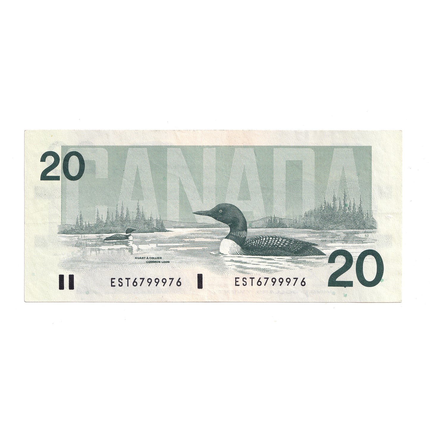 BC-58b 1991 Canada $20 Note, Bonin-Thiessen, 3 Digit RADAR EST6799976, AU
