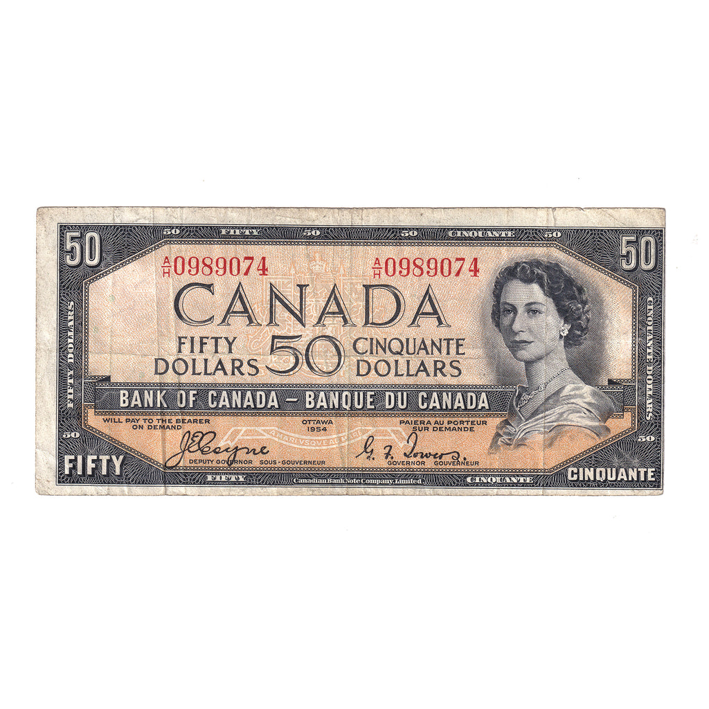 BC-34a 1954 Canada $50 Coyne-Towers, Devil's Face, A/H, F-VF (tear)