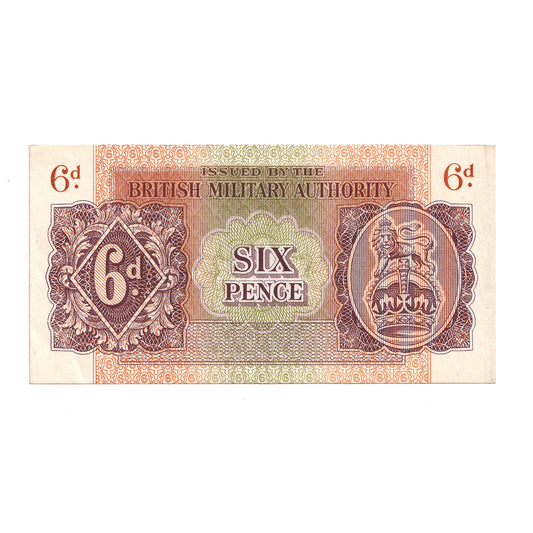 British Military Authority 1943 6 Pence Note, UNC