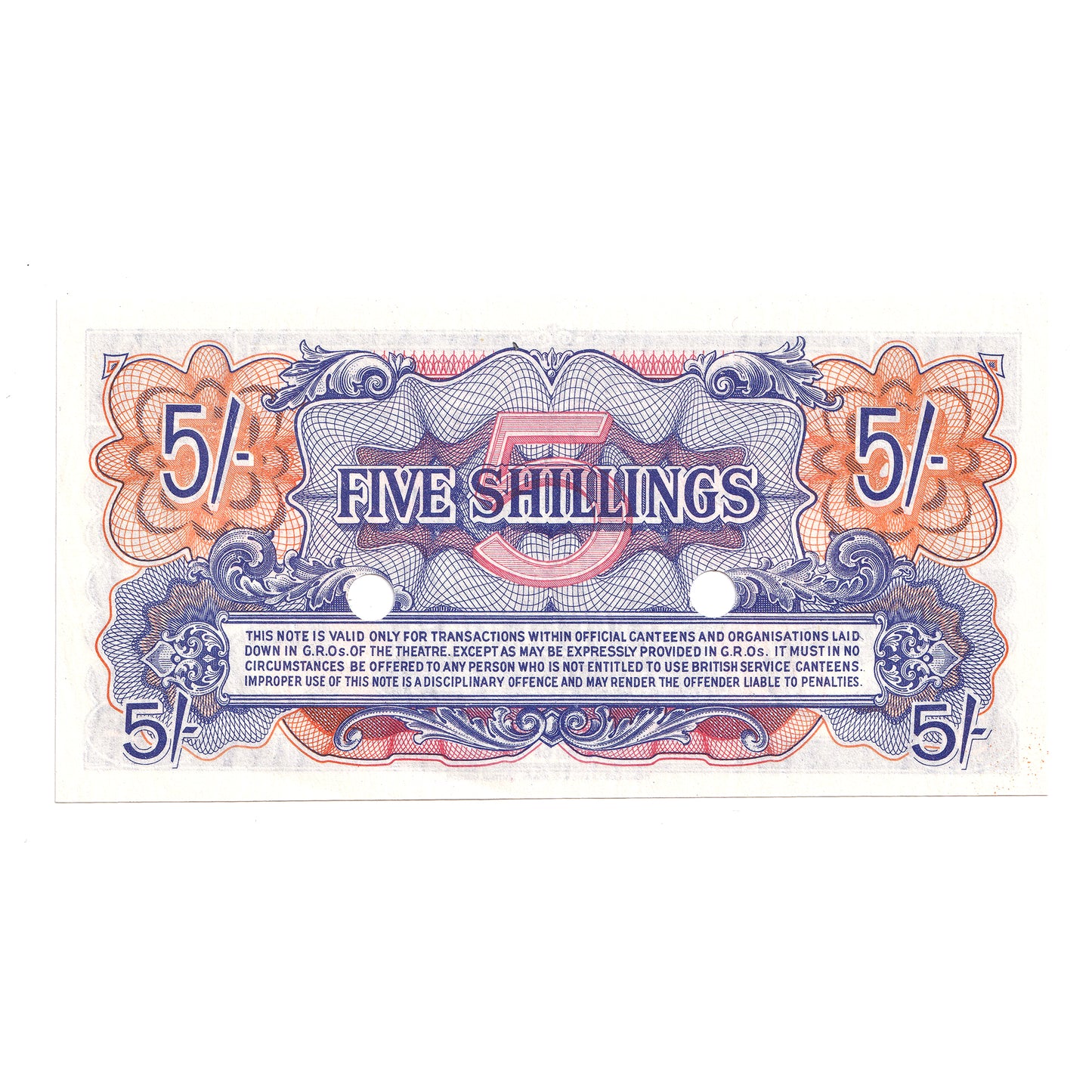 British Armed Forces 1948 5 Shilling Note, UNC