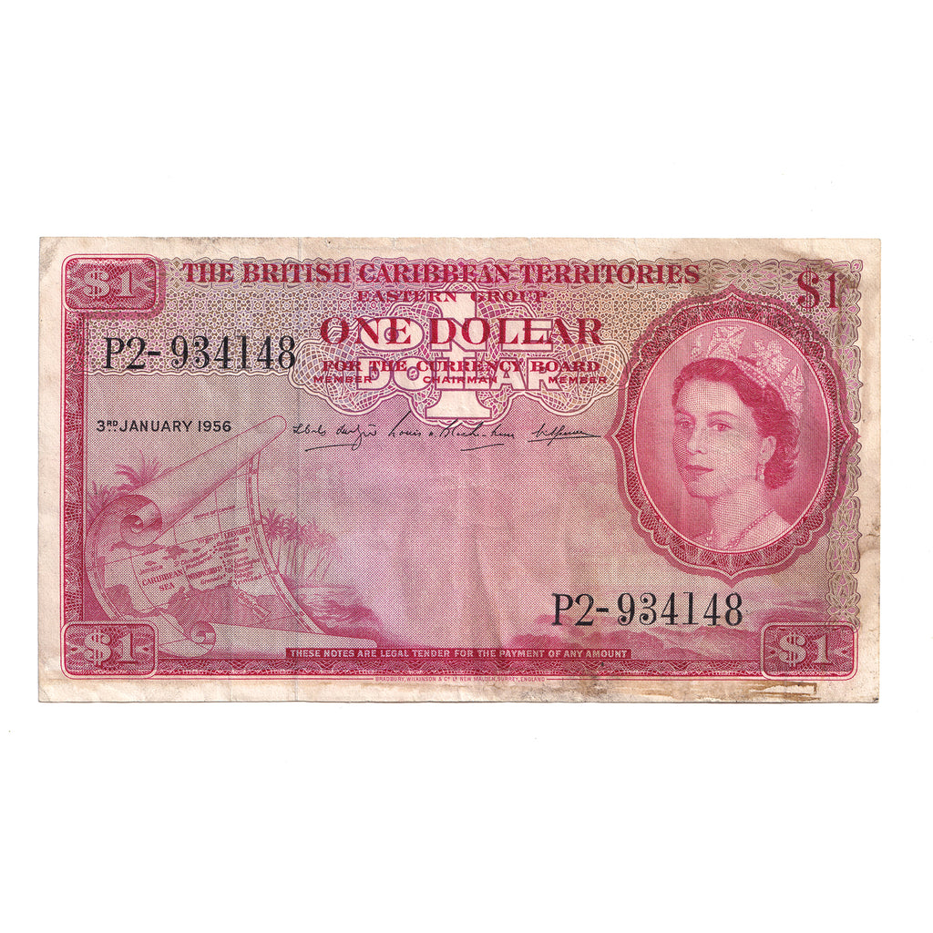 British Caribbean Territories 1956 1 Dollar Note, EF-AU