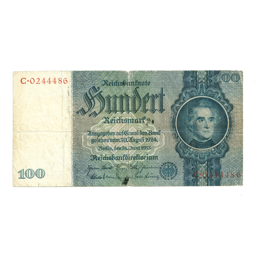 Germany 1935 100 Reichsmark, Pick #183a, F (tears)