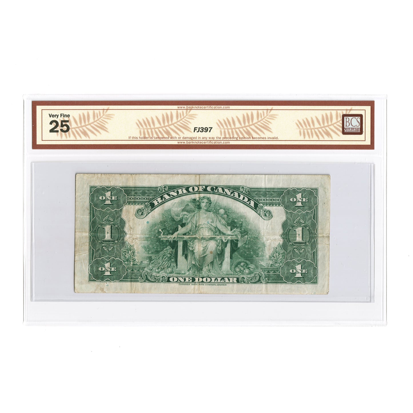 BC-1 1935 Canada $1 Osborne-Towers, English, Series B, Check Letter B, BCS Certified VF-25 (holes)