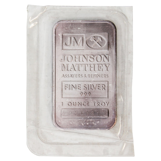 JM Johnson Matthey TD Bank (~1982) 1oz Silver Bar, Sealed (No Tax) Toning