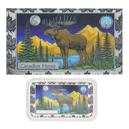 Canadian Wildlife: Canadian Moose Colourized 1oz Silver Bar w COA (No Tax)