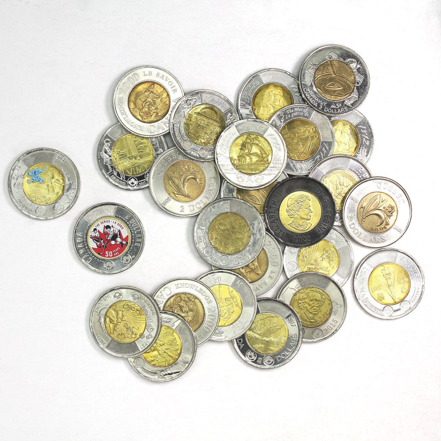 25 x 1999 to Date Mixed Canada Commemorative $2 Coins, 25Pcs (Duplicates Possible)