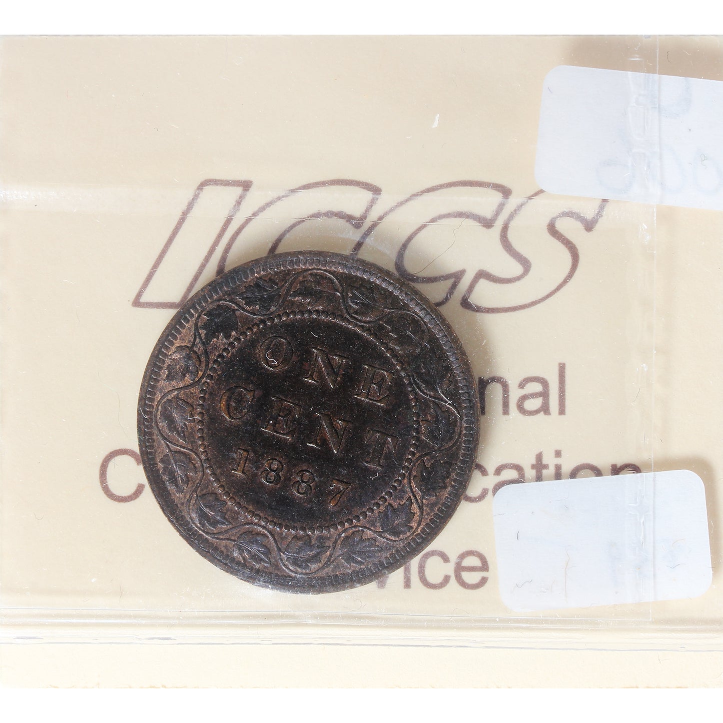 1887 Canada 1-cent ICCS Certified MS60 Trace Red