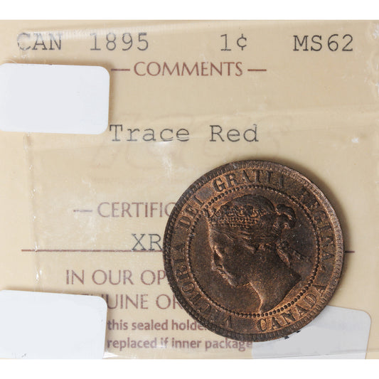 1895 Canada 1-cent ICCS Certified MS62 Trace Red