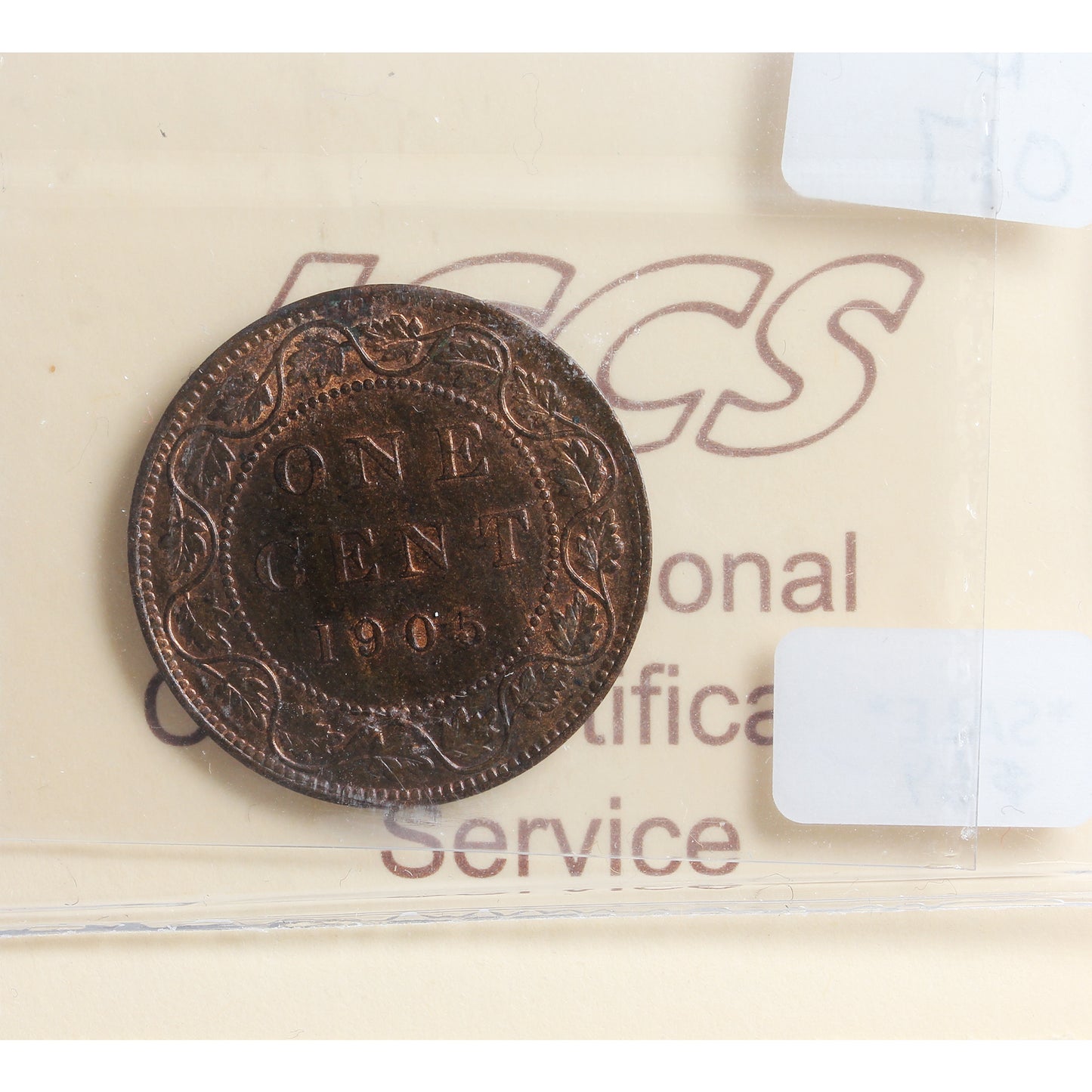 1905 Canada 1-cent ICCS Certified MS62 Trace Red