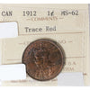 1912 Canada 1-cent ICCS Certified MS62 Trace Red