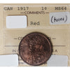 1917 Canada 1-cent ICCS Certified MS64 Red Toned