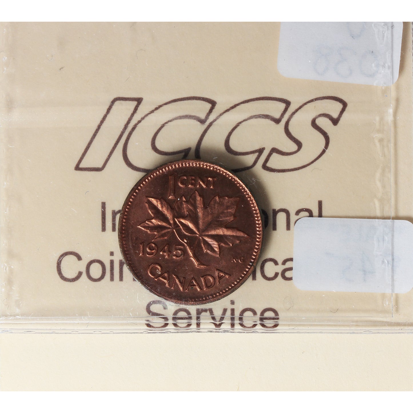 1945 Canada 1-cent ICCS Certified MS64 Red Toned